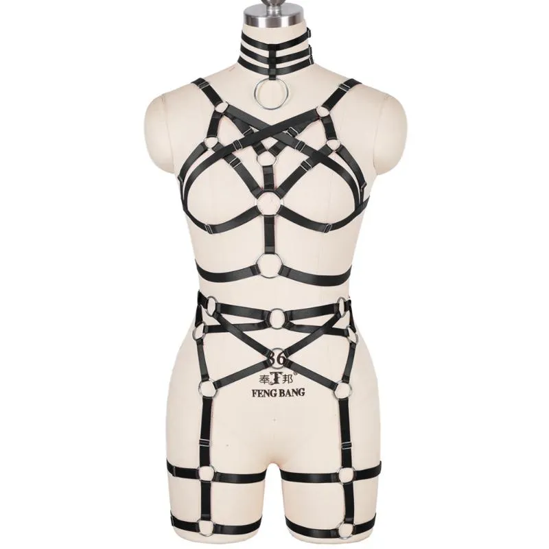 Sexy Bondage Lingerie Harness Set Bdsm Erotic Body Fetish Gothic Women's  Chest Gold Chain Garter Waist Belt Hips Cage Suspenders