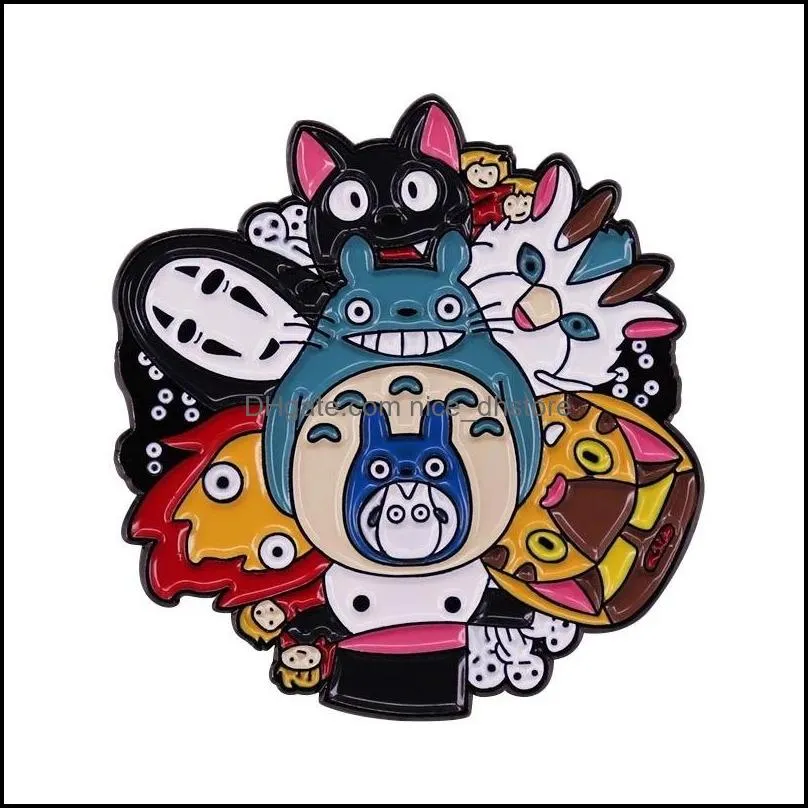 cute anime character collection enamel pin faceless male my neighbor totoro mix badge child brooch anime lovers accessories