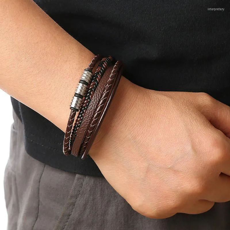 Bangle armband stil rostfritt stål flätade herrläder magnet spänne smycken älskare presentbangle inte22