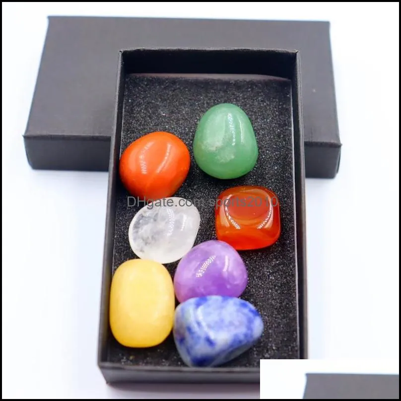 7 chakra box set reiki natural stone crystal stones polishing amethyst rose quartz yoga energy bead chakra healing decorati sports2010