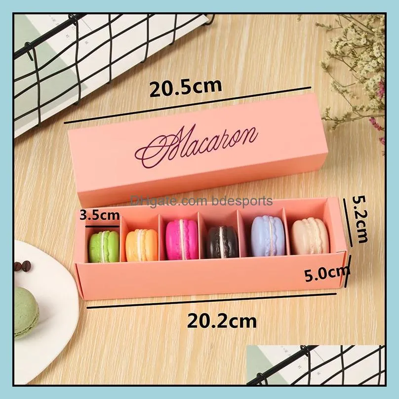 Macaron Box Cake Boxes Home Made Packing Boxes Biscuit Muffin Box Retail Paper Packaging 20.3*5.3*5.3CM