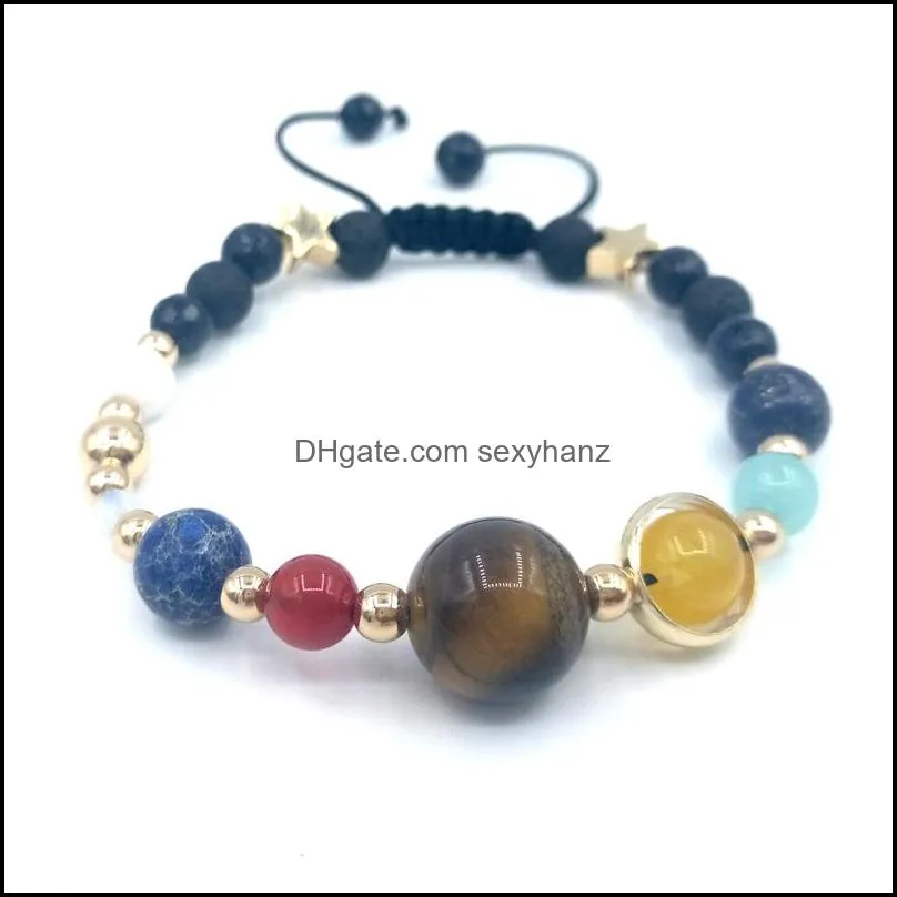 JLN Fashion Universe Galaxy Bracelet Good Plating Eight Planets Solar System Guardian Star Natural Stone Bracelet for Women Men