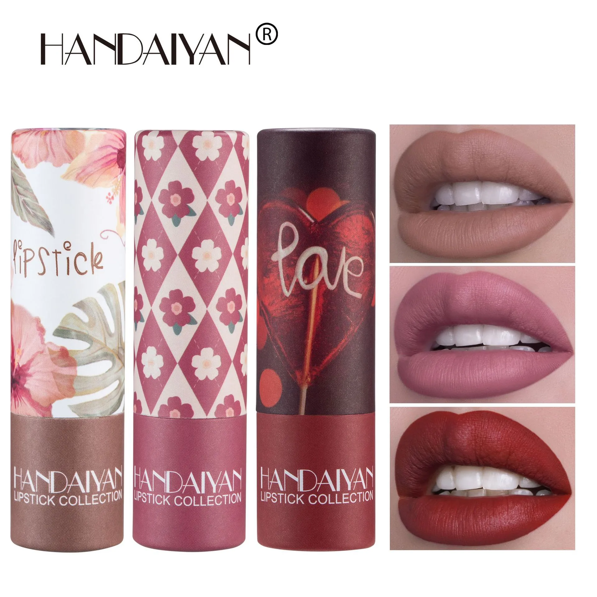 Handaiyan Lips Gloss Maquiagem vermelha batom fosco à prova d'água mais duradoura Maquia