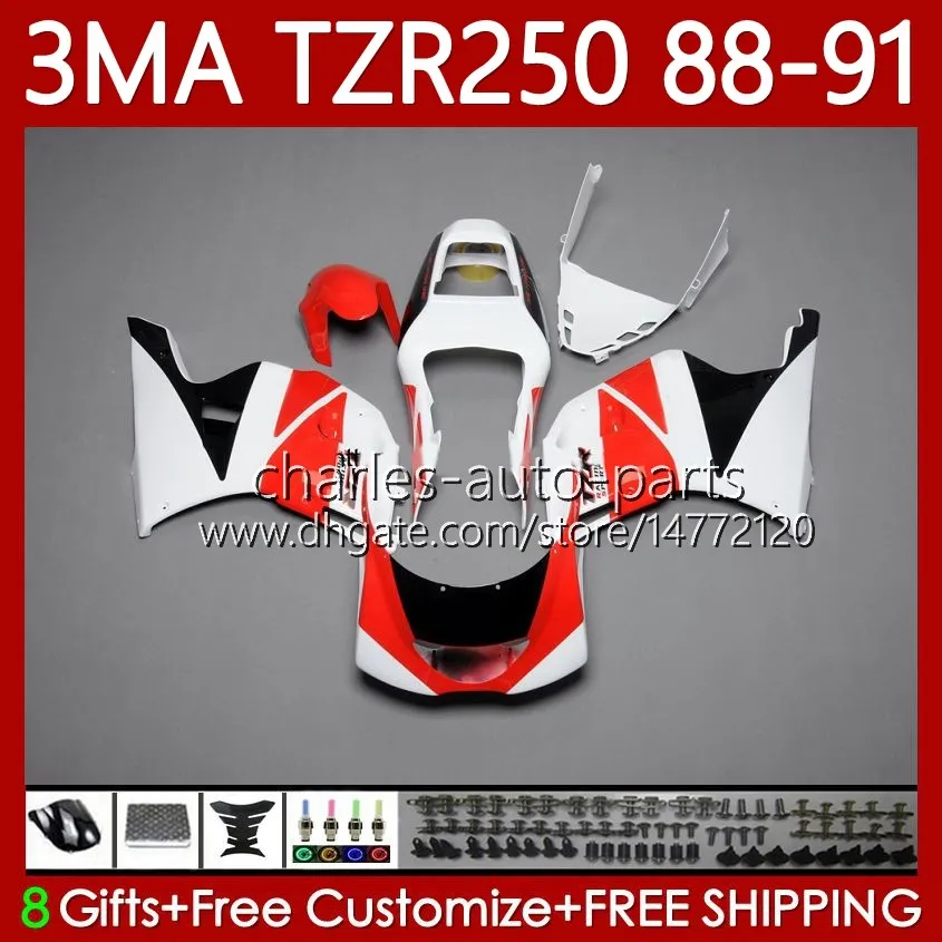 MOTO-Karosserie für Yamaha rot weiß schwarz TZR250 TZR 250 TZR-250 R RS RR 1988 1989 1990 1991 Karosserie 115Nr. 94 TZR250-R TZR250RR 88-91 YPVS 3MA TZR250R 88 89 90 91 OEM-Verkleidungsset