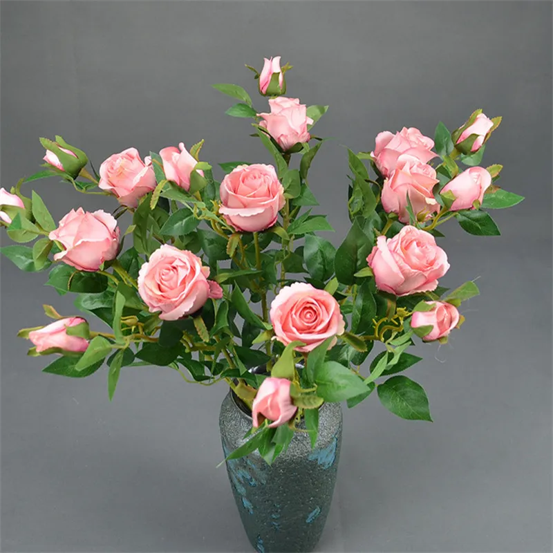 الزهور الاصطناعية 68 سنتيمتر طول البلغارية روز الأبيض الوردي الأزرق عيد الحب الزفاف الديكور diy