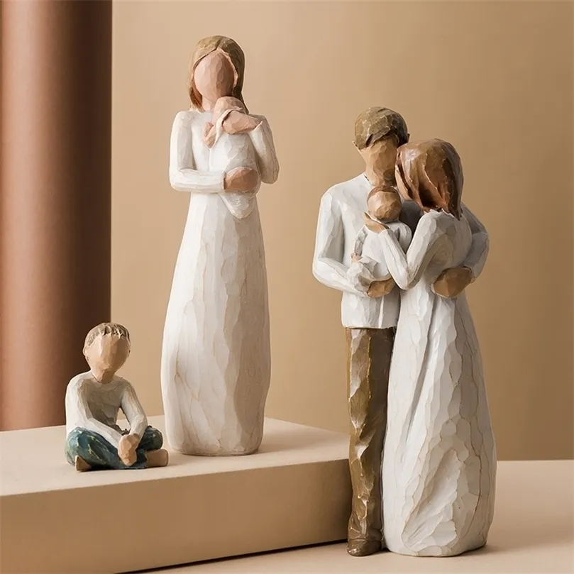 北欧スタイルの家族樹脂図形の装飾ハッピータイムホームデコレーションアクセサリークラフトリビングルーム220628