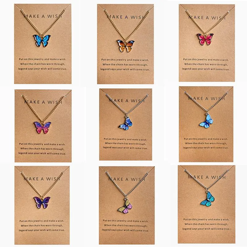 Pendant Necklaces Butterfly Necklace For Women Girls Korean Style Lovely Colorful Neck Jewelry Accessories TrendPendant