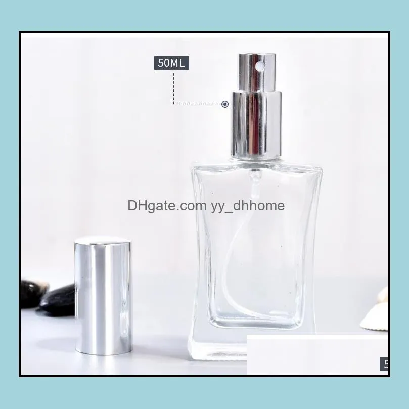 50ml square perfume bottles empty bottle clear glass spray-bottle wholesale sn4262