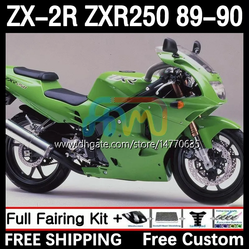 Corpo moto per KAWASAKI NINJA ZX2R ZXR250 ZX 2R 2 R R250 ZXR 250 89-98 Carrozzeria 8DH.69 ZX2 R ZX-2R ZXR-250 89 90 ZX-R250 1989 1990 Kit carene complete verde lucido