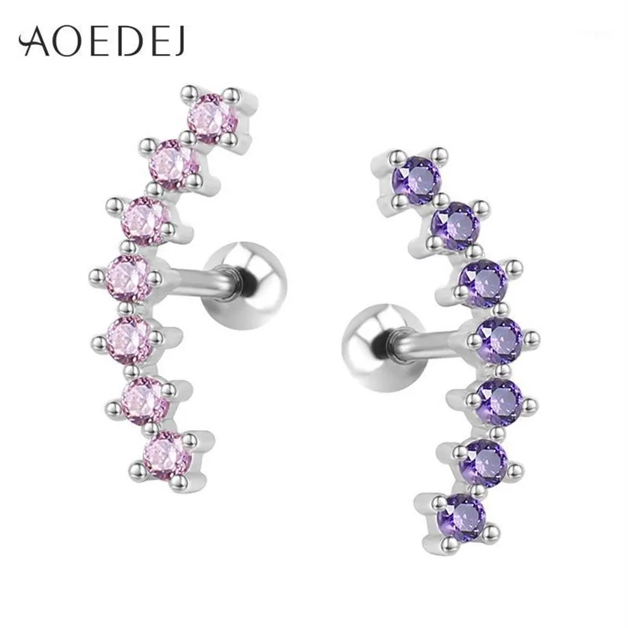 AOEDEJ 4 Colors Crystal Ear Stud Earrings Stainless Steel Cartilage Earrings Tragus Conch Piercing Oorbellen Voor Vrouwen1295L