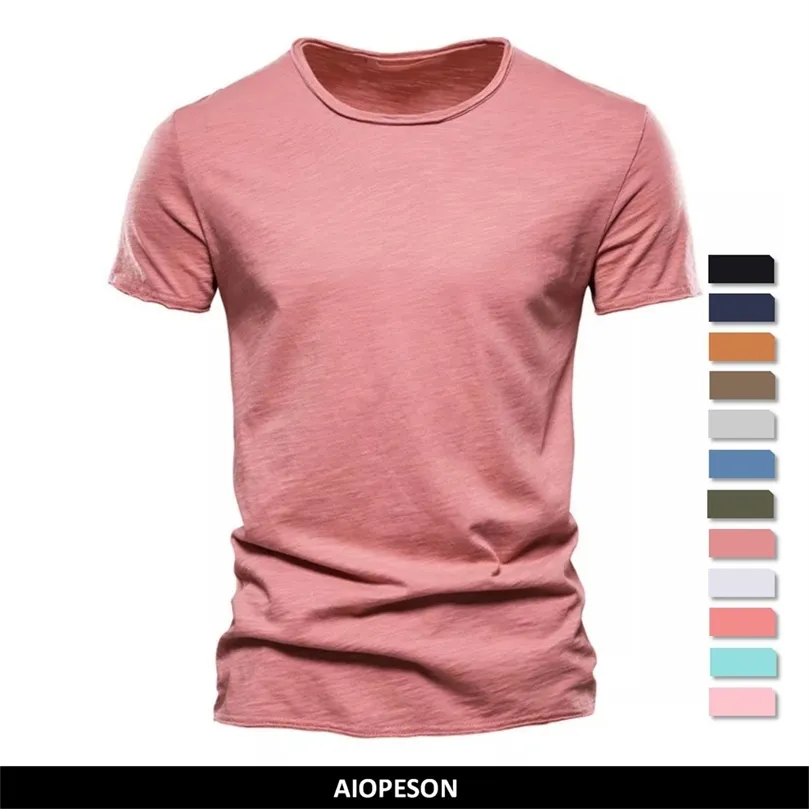 100%면 남자 Tshirt 캐주얼 소프트 피트니스 여름 여름 얇은 Tshirts 남성 옷을 입은 짧은 슬리브 비해 티셔츠 남성 220704
