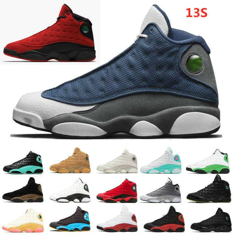 Jumpman 13s buitenschoenen 13 omgekeerd gefokte vuursteen hij kreeg game Soar Green Barons Gray Toe Chinese Jaar Court Purple Cap en Jurk olijftarwe