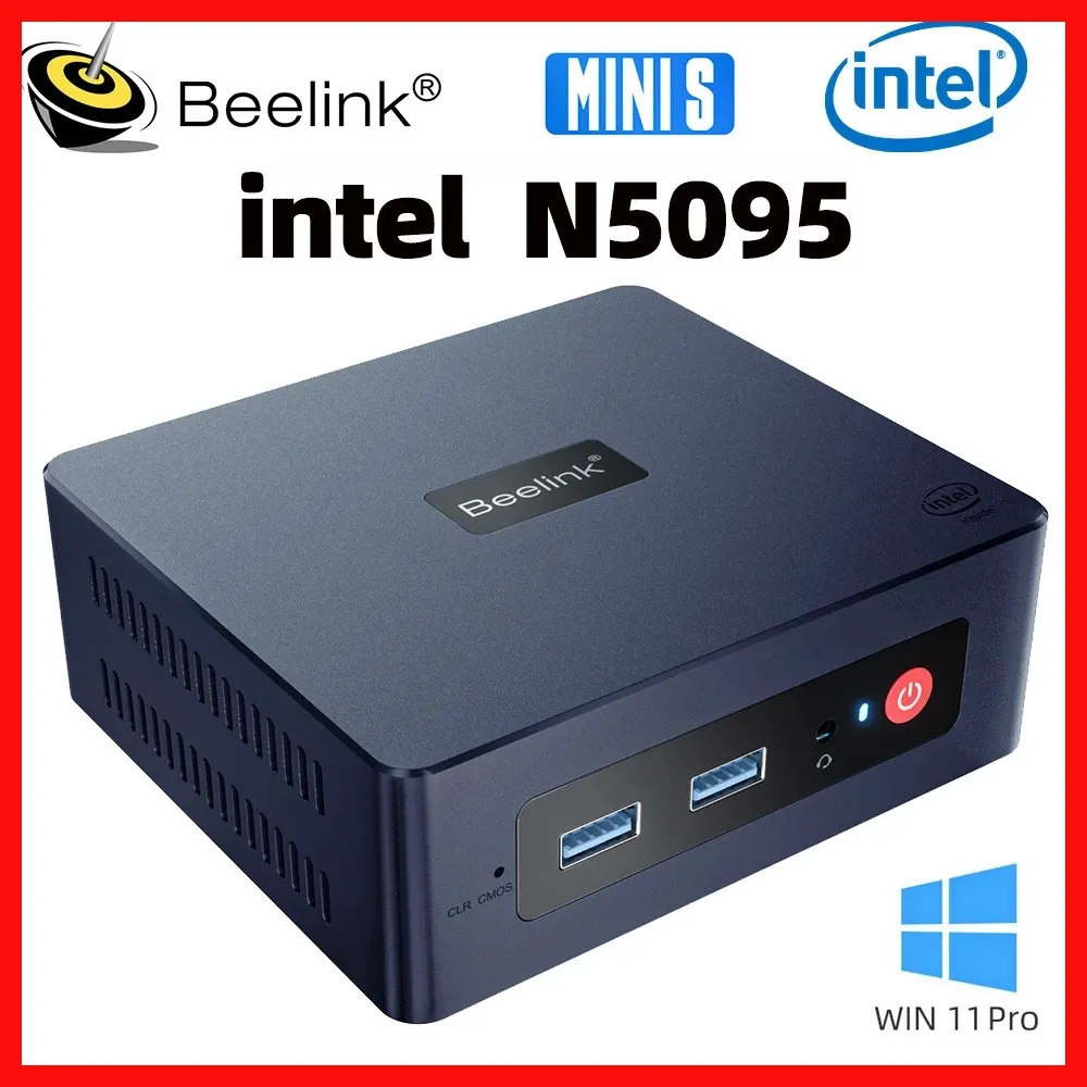 Beelink Mini S Windows 11 Mini PC Intel 11ème génération Jasper Lake N5095 DDR4 8GB 256GB 128GB SSD Wifi BT 1000M LAN Desktop