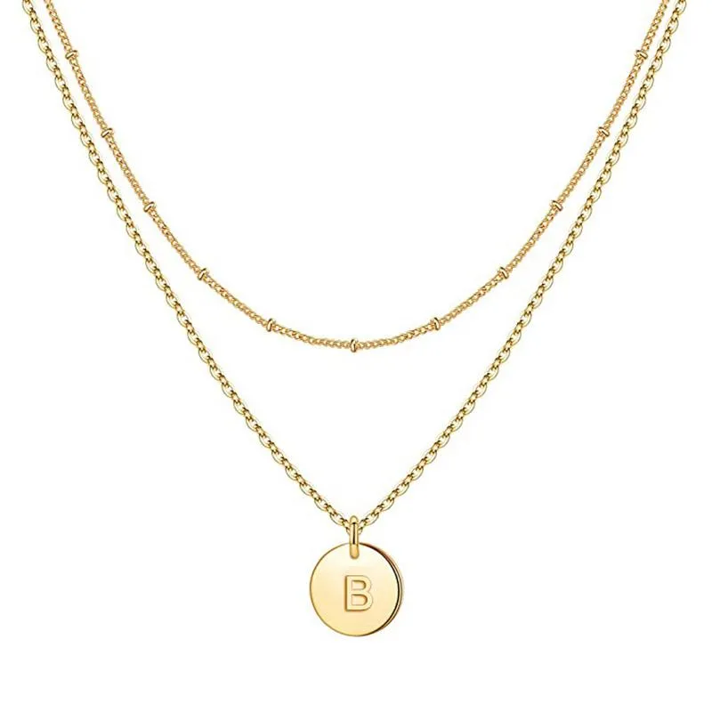 Gold Layered Necklace Set A Z Double Layered Initial Pendant Set For Women With Alphabet Letter Round Choker Wholesale Gift Jewelry From Handofart 44.09 DHgate.Com