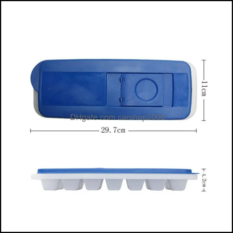 Plastic Mould Perforated Lid Mold 14 Squares Refrigerator Ice Tray Blue Rectangle Strong Sealing Home Tools 3 6sl L2