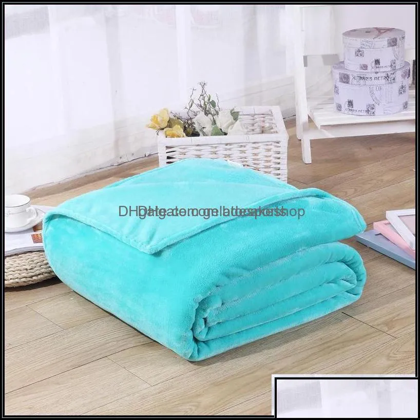 Flannel Blankets Coral Fleece Polyester Mink Throw Adt Queen Size Sofa Plaid Solid Plain Color Soft Faux Fur Blanket Drop Delivery 2021