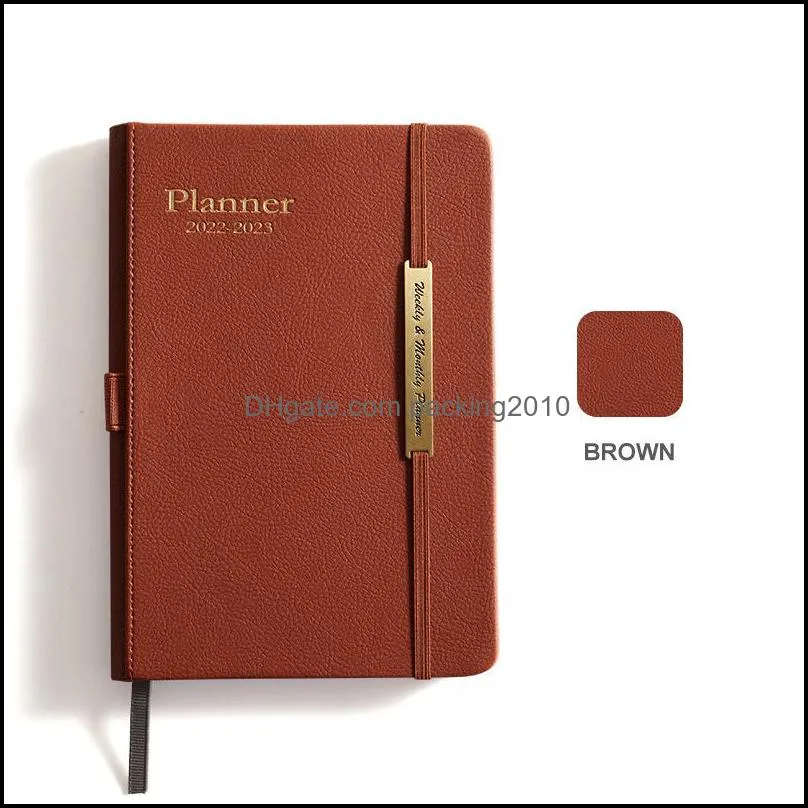 pu leather full english version 18-month calendar plan this schedule this notebook notepad