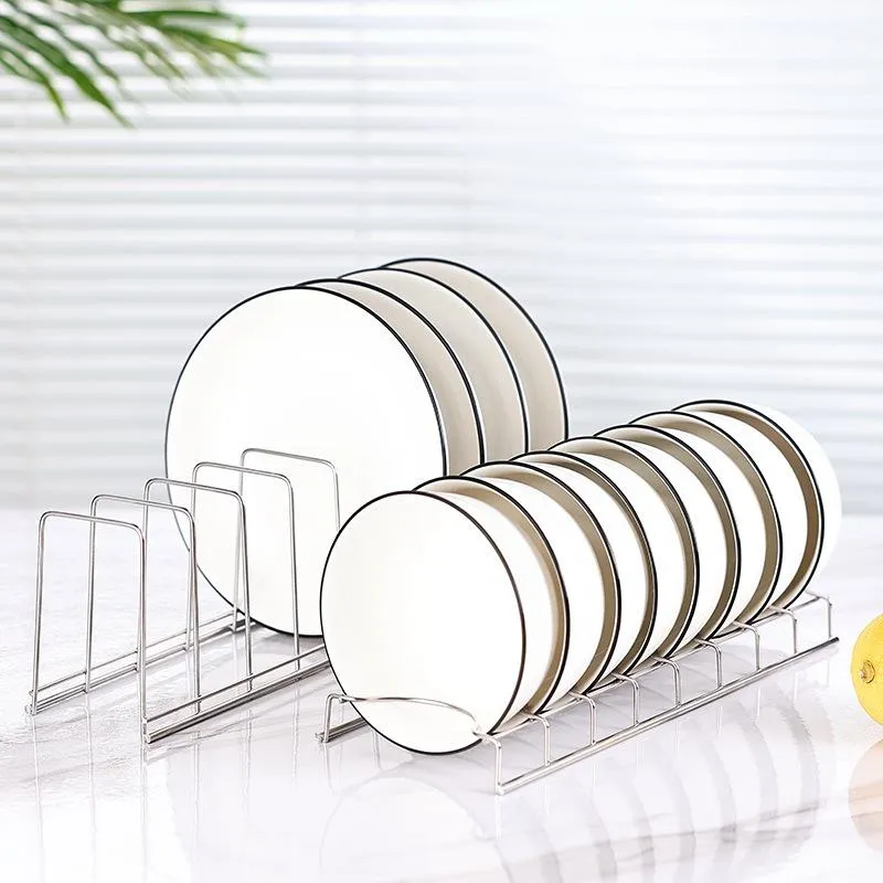 Hooks & Rails Stainless Steel Kitchen Organizer Dish Rack Household Drainage Cooking Pan Cover Stand AccessoriesHooks