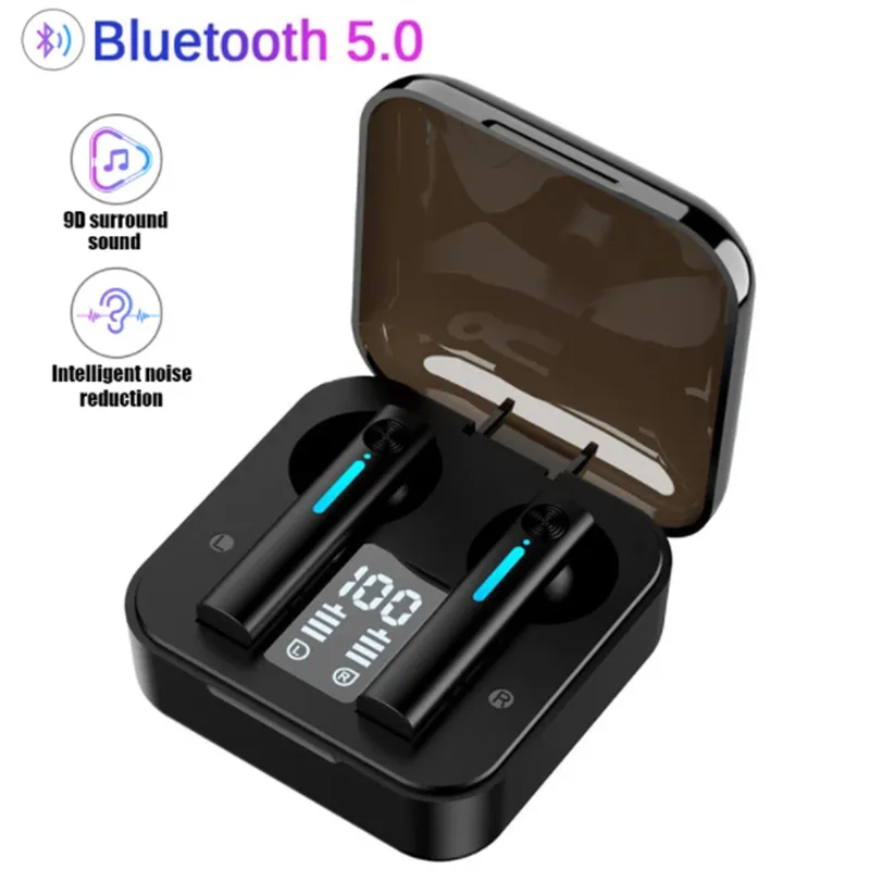 Fones de ouvido T13 TWS Bluetooth Fones de ouvido sem fio LED com microfone Cancelar ruído Fones de ouvido Fones de ouvido para telefones