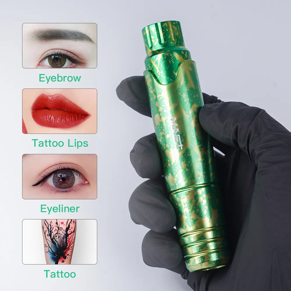 Máquina de maquiagem permanente do mastro P10 caneta de motor rotativa para tatuagem de sobrancelha smp aurora verde wq367-11