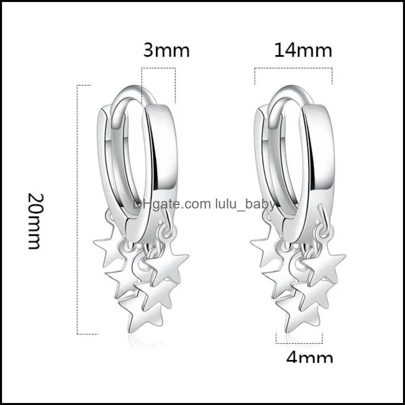 five star dangle earring hoops 316l stainless steel cartilage hoop earrings punk ear jewelry for women