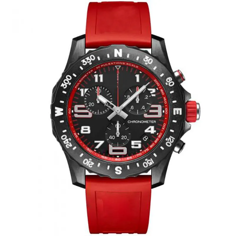 Montre de luxe pour hommes Japon Quartz Endurance Pro Avenger Chronographe 44mm Montres Caoutchouc Rouge 1884 Montres Hommes Hardex Verre Bracelet2841