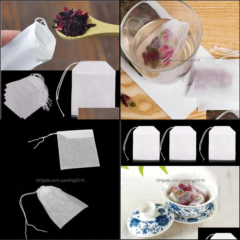 100Pcs/pack Teabags 5.5 x 7CM Empty Scented Tea Bags With String Heal Seal Filter Paper for Herb Loose Tea EEA2189