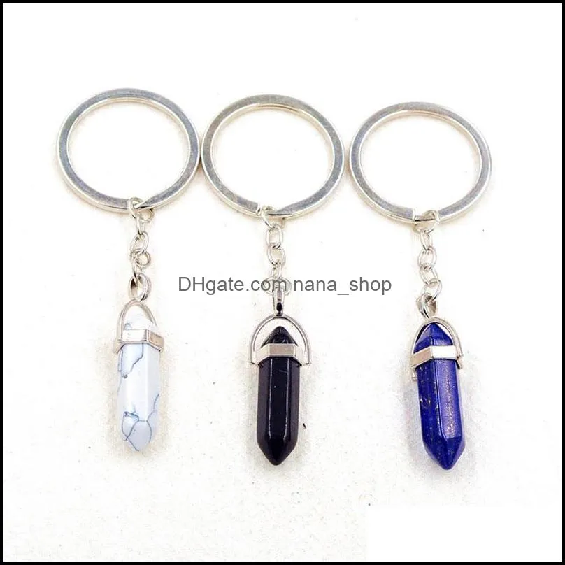 natural crystal stone pendant key rings keychains for women girl jewelry bag decor fashion accessories