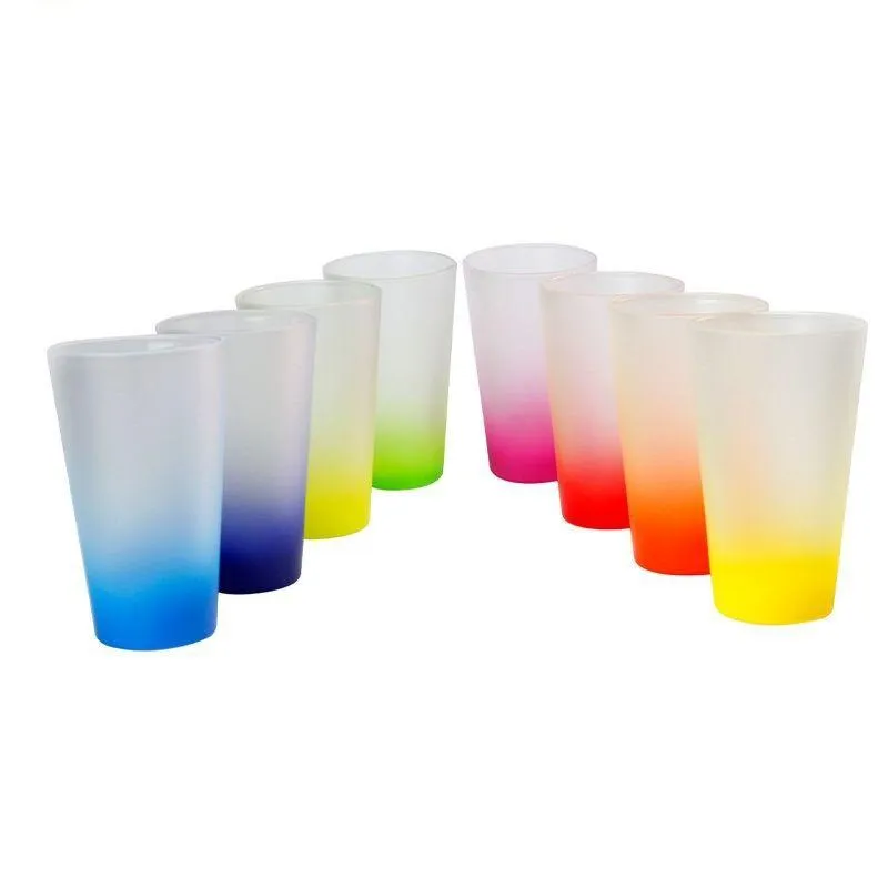 New Thermal Transfer Printing Frosted Glass Gradient Ramp Travel Tumbler Cups Sublimation Blanks Beer Mug Free DHL HH22-41