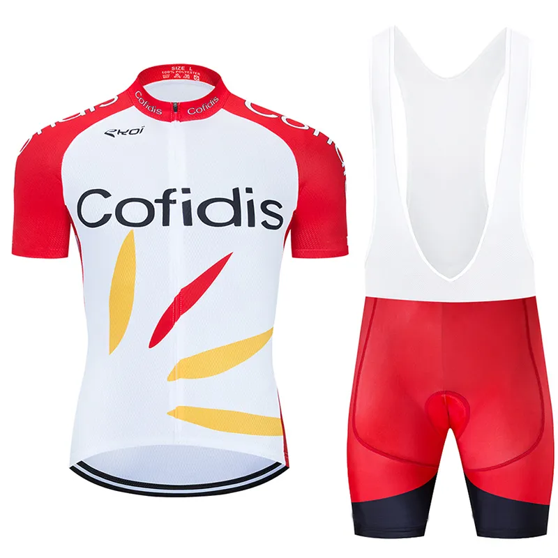 Cofidis Cycling Jersey Pro Team Cycling ClothingRopa Ciclismo MensショートバイクシャツMTB自転車ジェルパッドビブセット