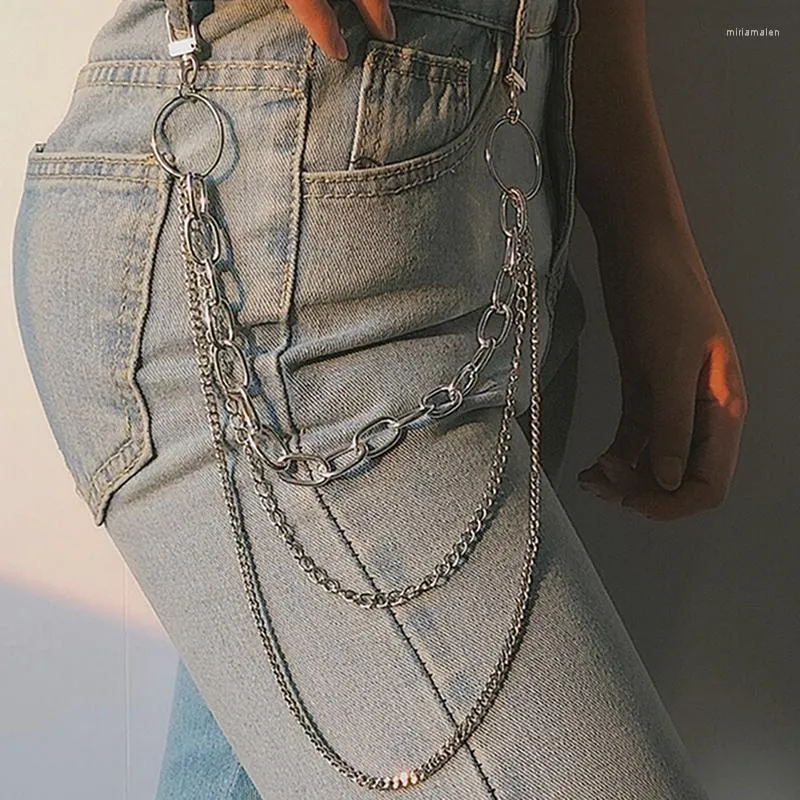 Keychains Punk Hip Hop Trendy Single of Three Layer Belt Key Chain Taille Pants Men Woman Jeans Long Metal Clothing Accessories Miri22