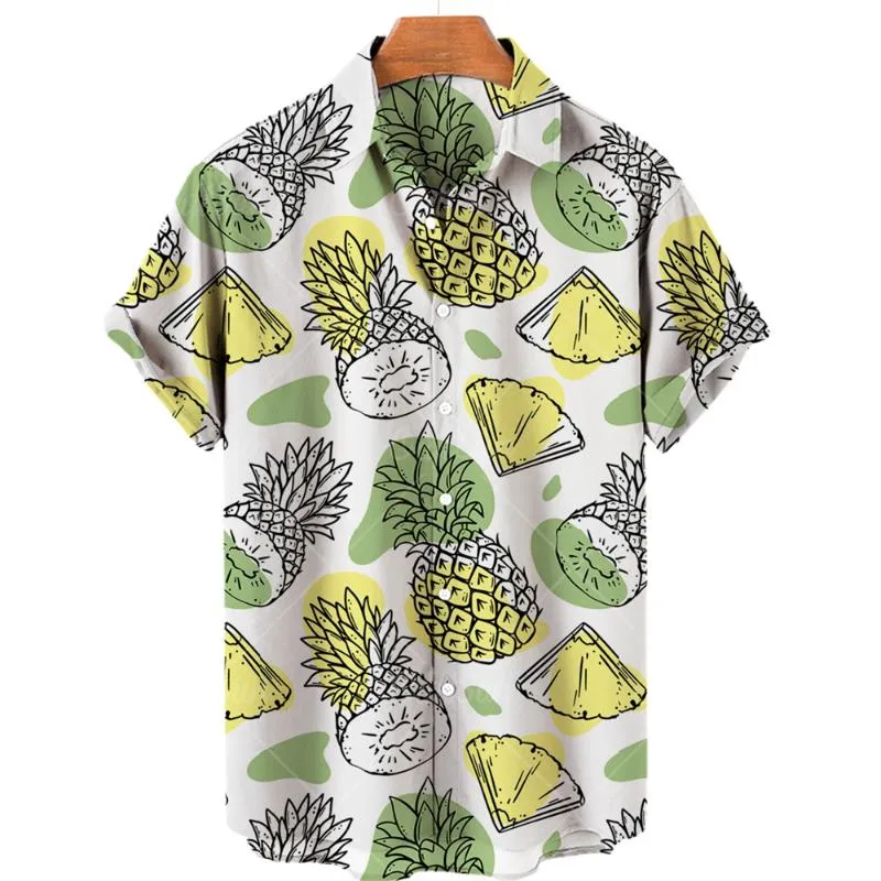Men's Casual Shirts Hawaiian Shirt 3d Printing Men's And Women's Fruit Pattern Short Sleeve Unisex Loose Vacation Fashion Top BeachM
