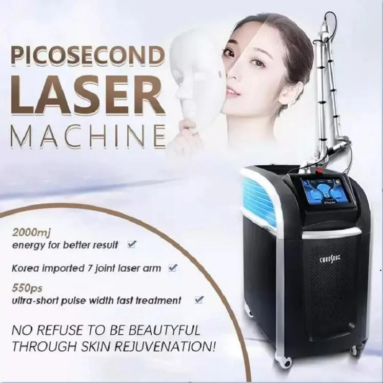 Pico Laser с 450ps Puls Tattoo Удалить пятна Меласма Picolaser Freckle Удаление сотовых лазеров 755 нм спекл-спекл Гиперпигментные машины