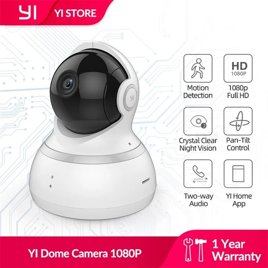 YI Dome Camera 1080P Pan/Tilt/Zoom Wireless IP Baby Monitor Security Surveillance System 360 Degree Coverage Night Vision Global 2252j