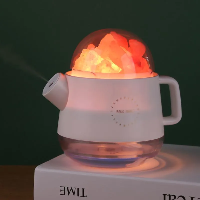 Lampes de parfum Humidificateur d'air Cristal Sel Pierre Brume Lumière colorée Portable USB Diffuseur d'huile essentielle HumidificadorFragrance FragrancFra