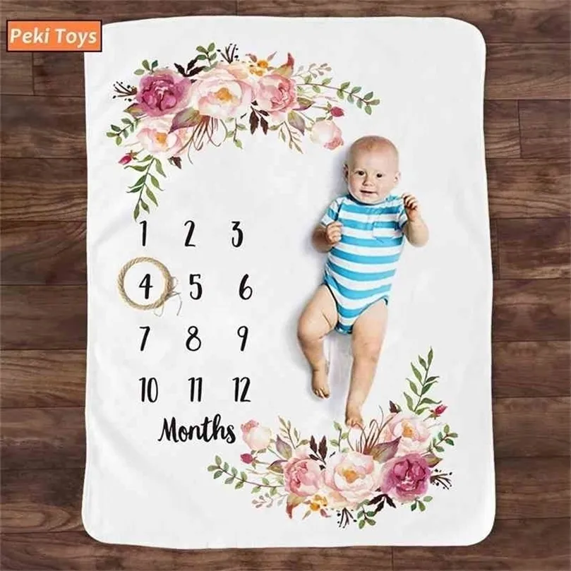 Flannel Infant Milestone PO Procession Background Play Play Baby Play Mat Backdrop Cloth Calendar PO