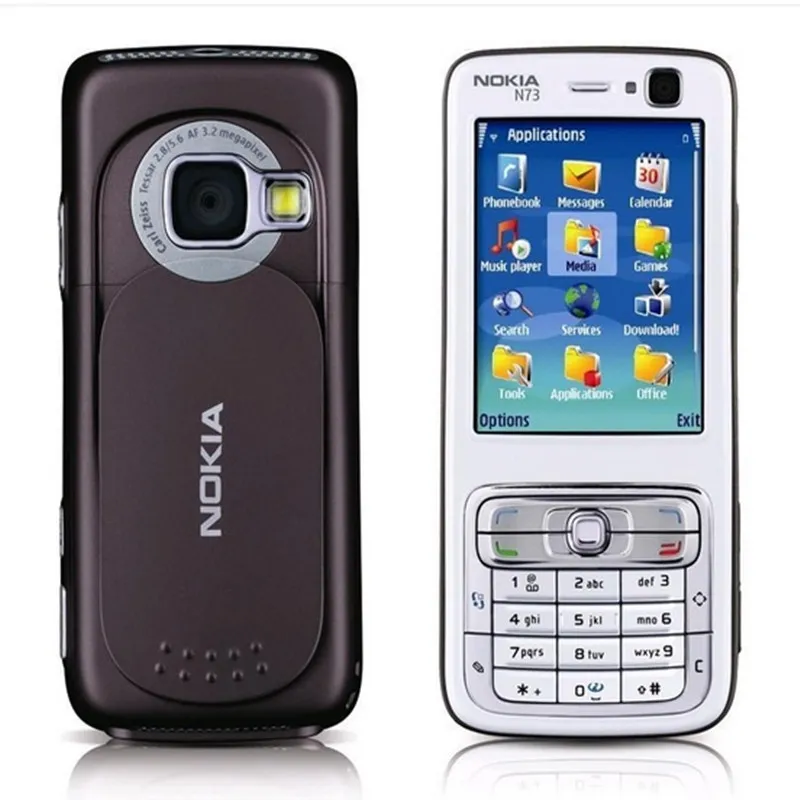 Orijinal Yenilenmiş Cep Telefonları Nokia N73 2G GSM Klavye Müzik Kamerası Doğru Ahize
