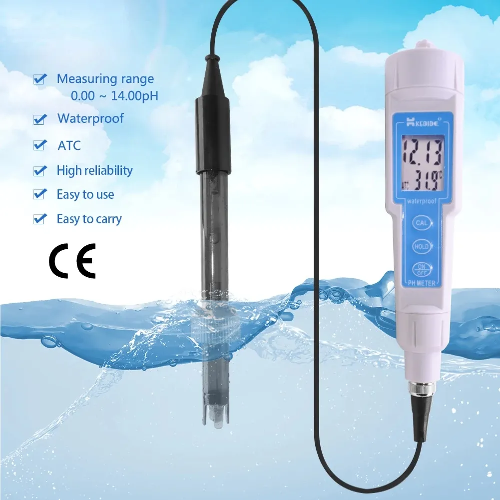 PH Meters Digital PH Meter With Sensor Probe Outside Portable Tester Monitor CT-6020A Detectors