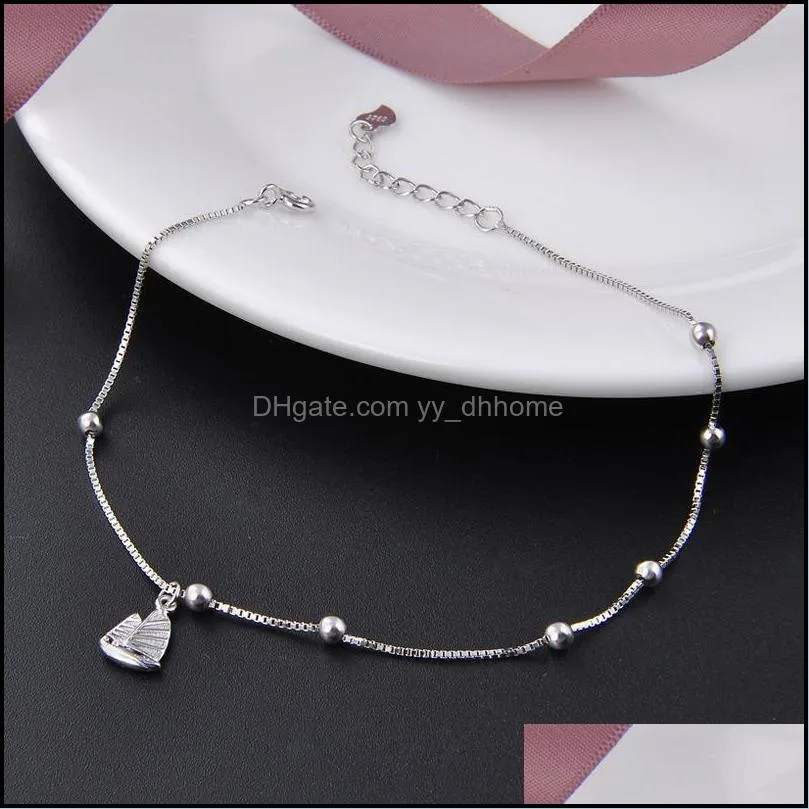 Anklets FUN-BEAUTY Korean Version Of Simple And Sweet Anklet Wild S925 Female Forest Fashion Creative Jewelry1