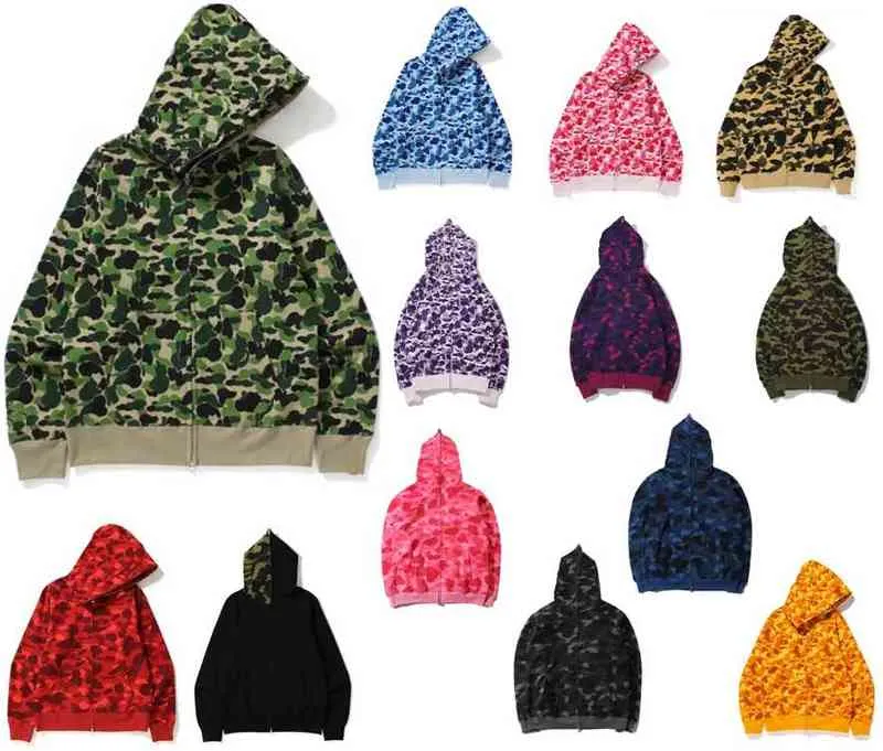 Hip hop Men S Hoodies & Sweatshirts European and American Fashion Printing Hooded camouflage Zipper Jacket classic autumn winter Women Jackets