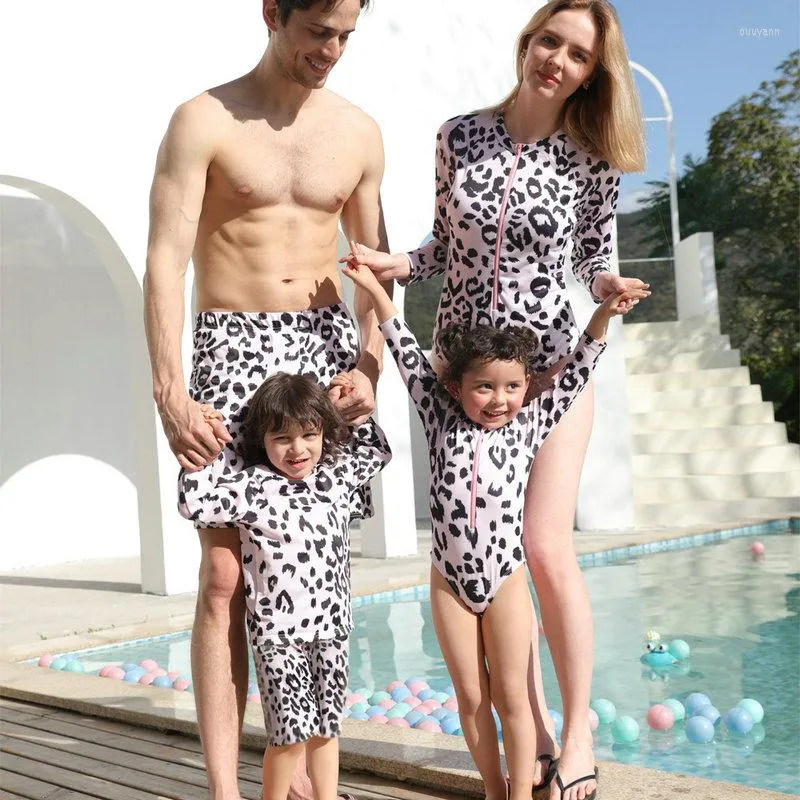 Family Matching Leopard Pregnancy Bikini Swimsuits For Baby Boys