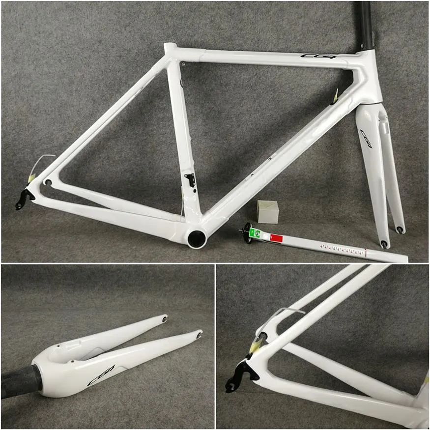 2021 marco de carretera de bicicleta de carbono brillante C64 mate de carbono marcos de fibra de carbono completo marcos de bicicleta color blanco con logotipo negro204i