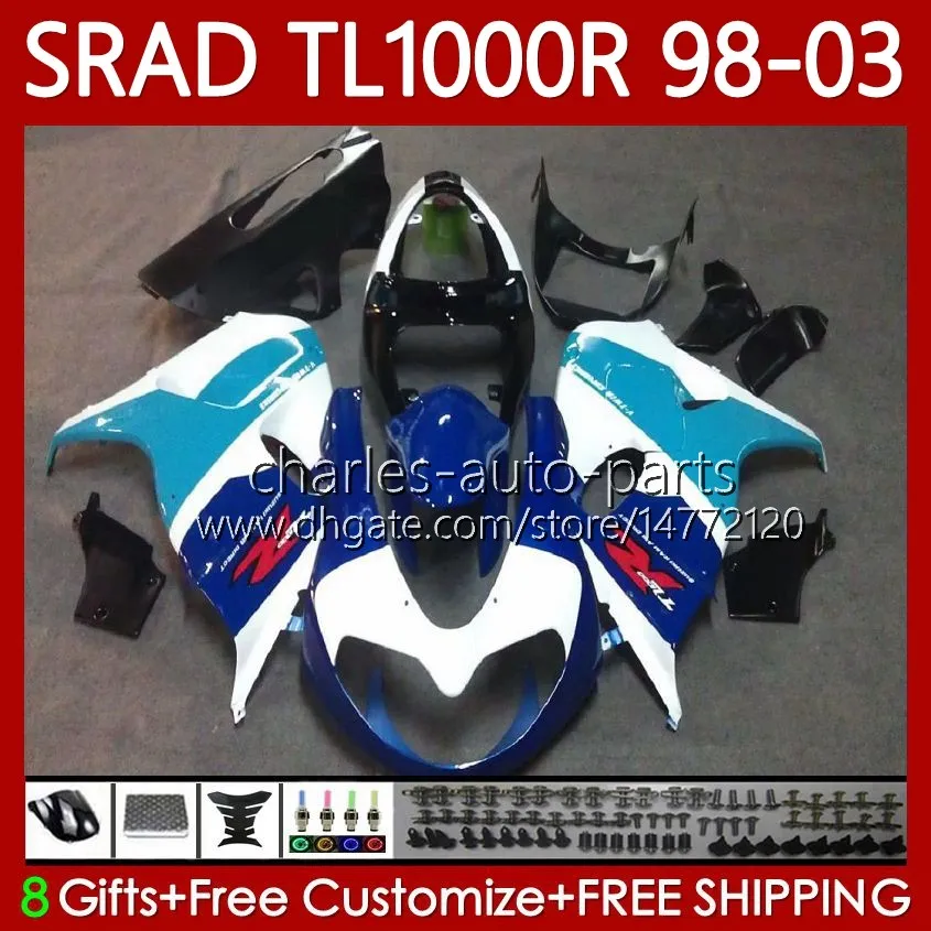 Carrozzeria OEM per SUZUKI SRAD TL1000R TL-1000 TL 1000 R 98-03 Corpo 118No.21 TL-1000R TL1000 R 98 99 00 01 02 03 TL 1000R 1998 1999 2000 2001 2002 2003 Kit carenatura blu lucido