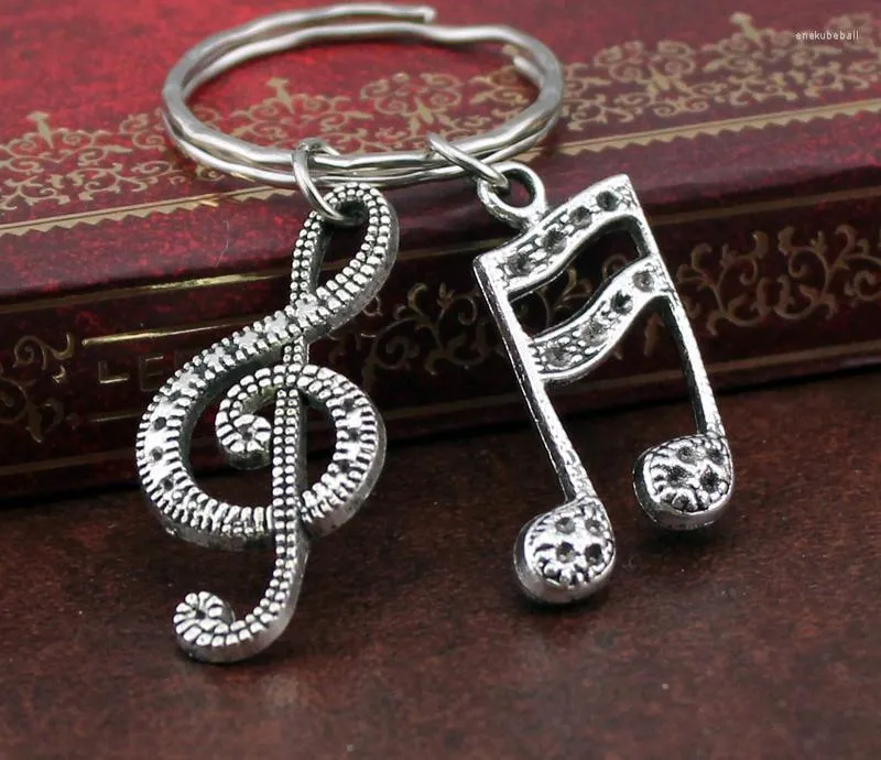 Keychains Silver Music Note Treble Clef Key Rings Chains accessoires voor vrouwelijke mannen Fashion Jewelry enek22