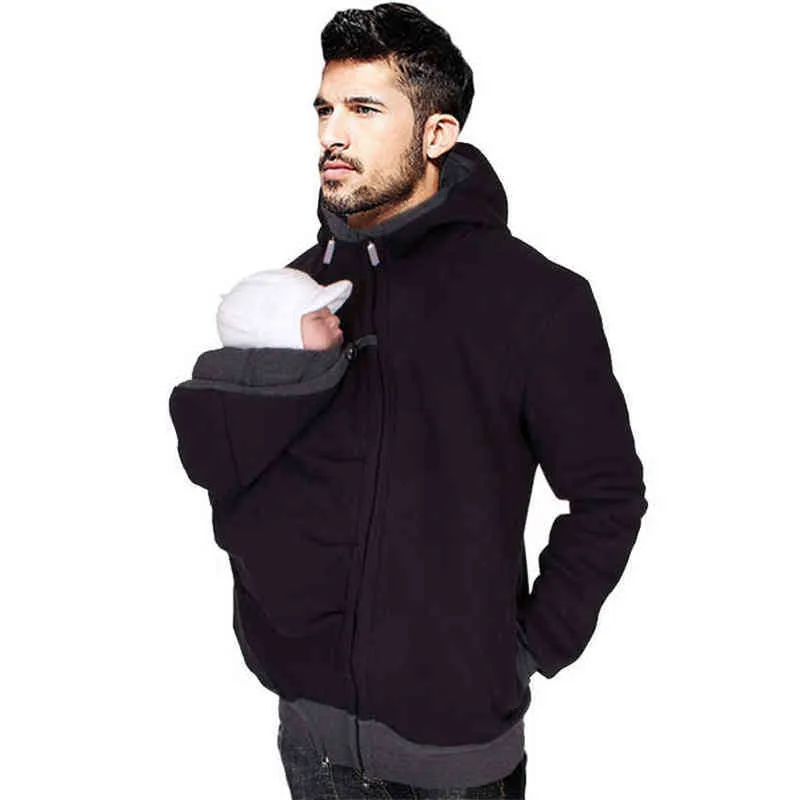 Baby Carrier Hoodies For Father Kangaroo Dad men hoodie Winter Clothes Multifunctional Men Jacket Coat Infant Sweatshirts L220704