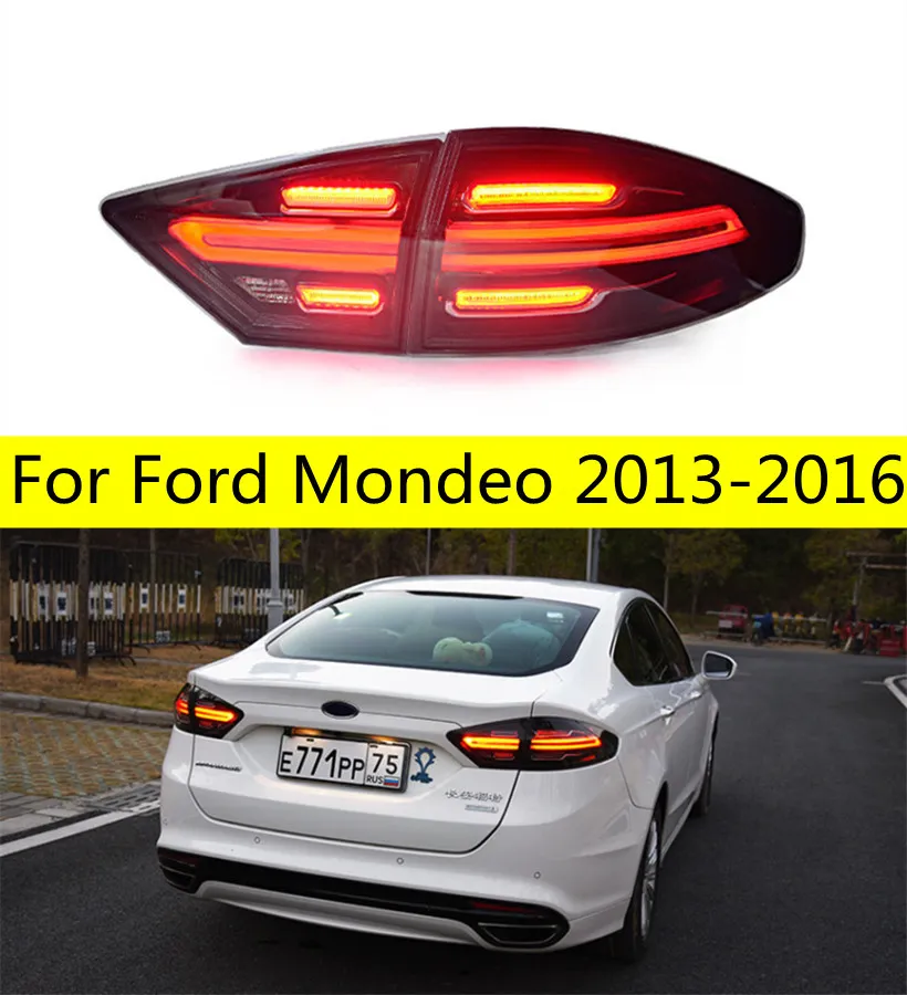 Genom Lamp för Ford Mondeo Led Taillight 20 13-20 16 Fusion Porsche Design Högljusbelysning Ljus Turn Signal LED Running Reversing Light