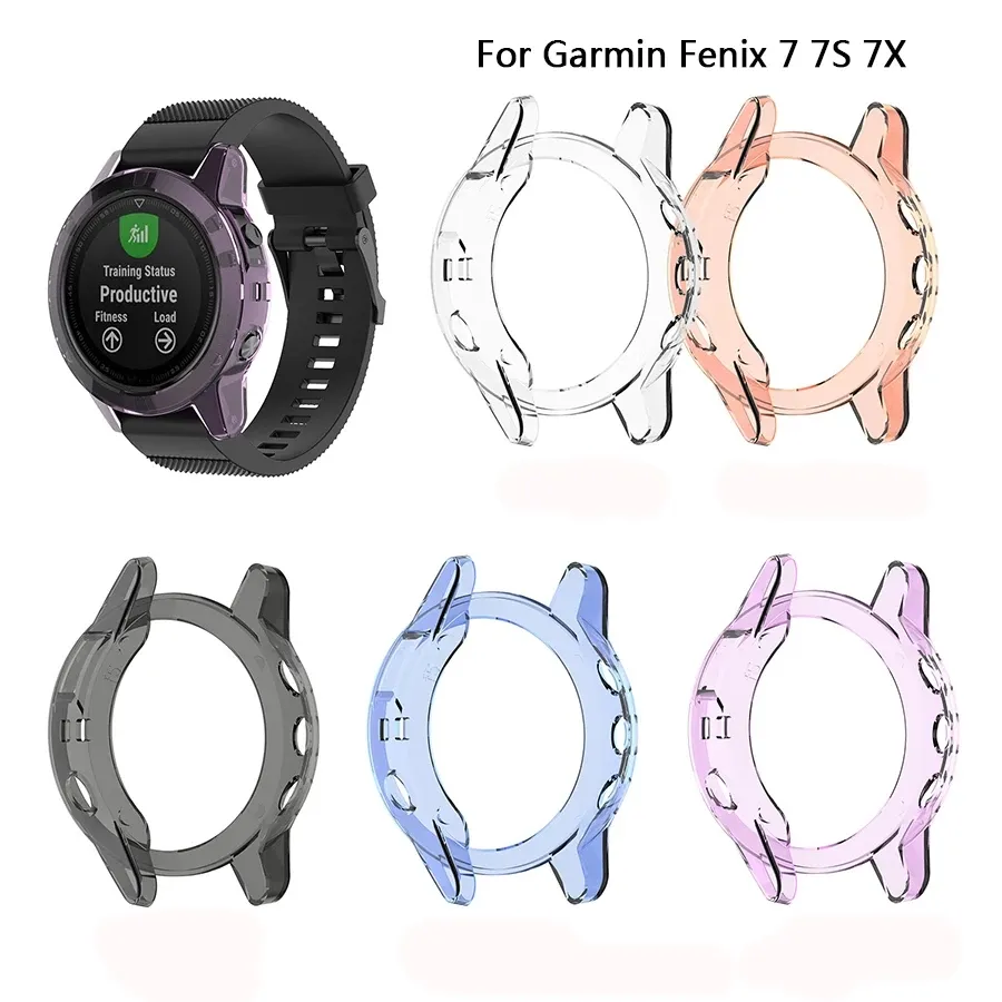 Garmin Fenix ​​7 7S 7X 스마트 시계 투명한 다채로운 소프트 프로텍터 커버 셸을위한 TPU 보호 케이스 커버