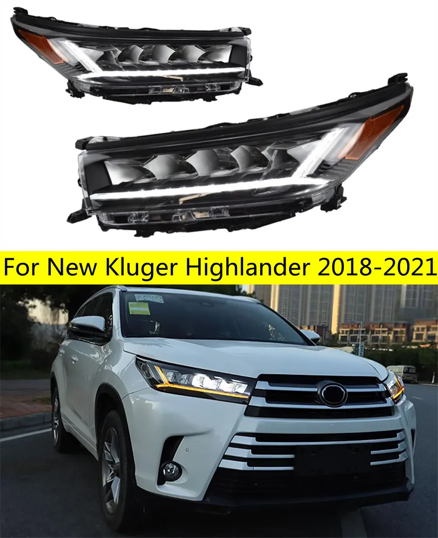 20 18-20 21 New Kluger Highlander LEDヘッドライトアセンブリバイフォーカルレンズアップグレードDRLダイナミックターンシグナルランプすべての新しいデザイン