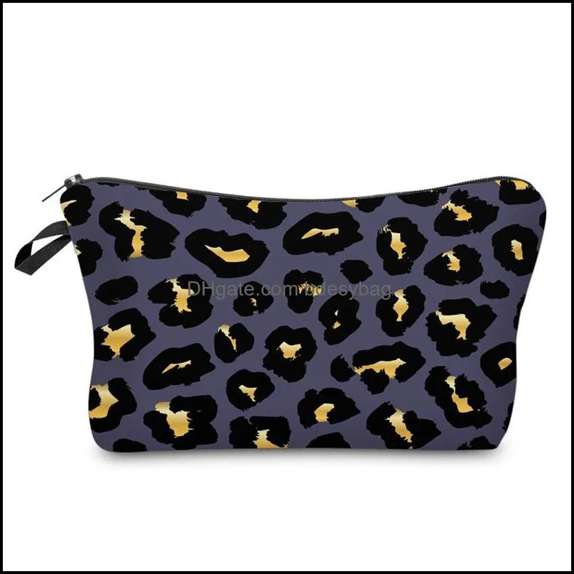 hot sales multi functional lady`s leopard washing bag fashion 3d printing makeup bag travel portable cosmetics storage bag t9i001120