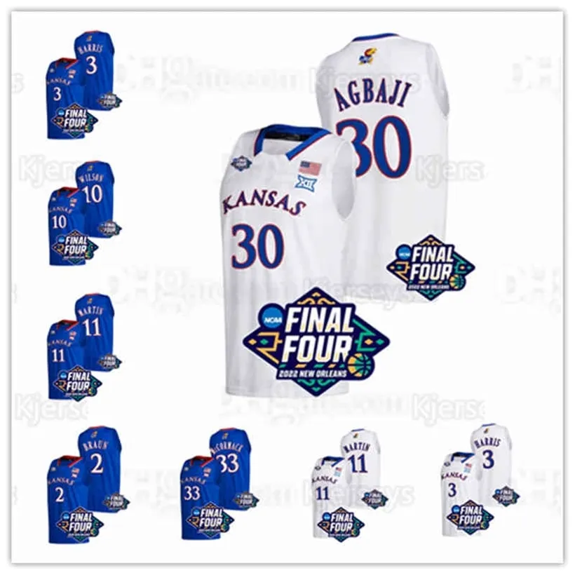 CEO2022 Final Four 4 4 Kansas Jayhawks Jersey de basquete NCAA College Ochai Agbaji David McCormack Wilson Harris Braun Lightfoot Remy Martin Zach